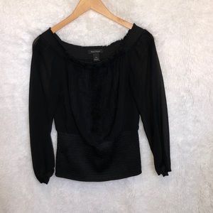 Black Off-The-Shoulder Peasant Blouse